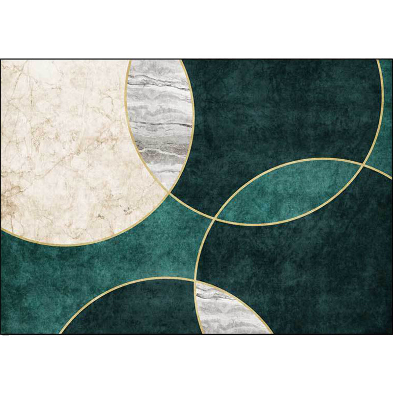 Green contemporary carpet polypropylene circle pattern carpet pet-friendly washable non-slip carpet for the living room | Bowlift