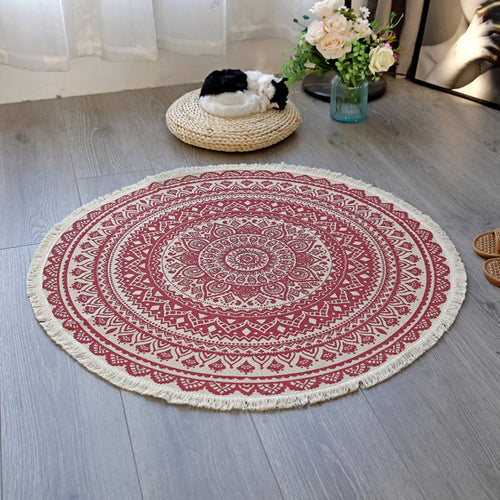 Flower Pattern Rug Linen Moroccan Rug Pet-Friendly Washable Non-Slip Rug for the Living Room | Bowlift