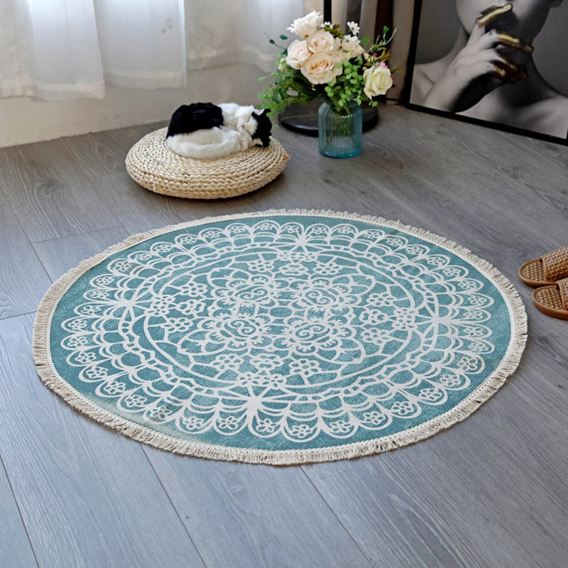 Flower Pattern Rug Linen Moroccan Rug Pet-Friendly Washable Non-Slip Rug for the Living Room | Bowlift