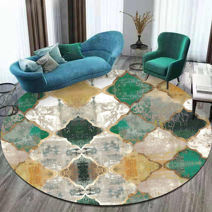 Moroccan geometric pattern rug green polypropylene rug non-slip pet-friendly washable rug for the living room | Bowlift