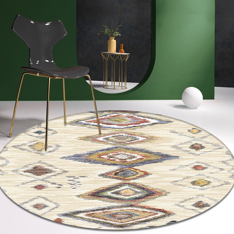 BowLift | Colorful Living Room Carpet Southwestern Tribal Diamond Pattern Carpet Synthetic Machine Washable Non-Slip Back Carpet
