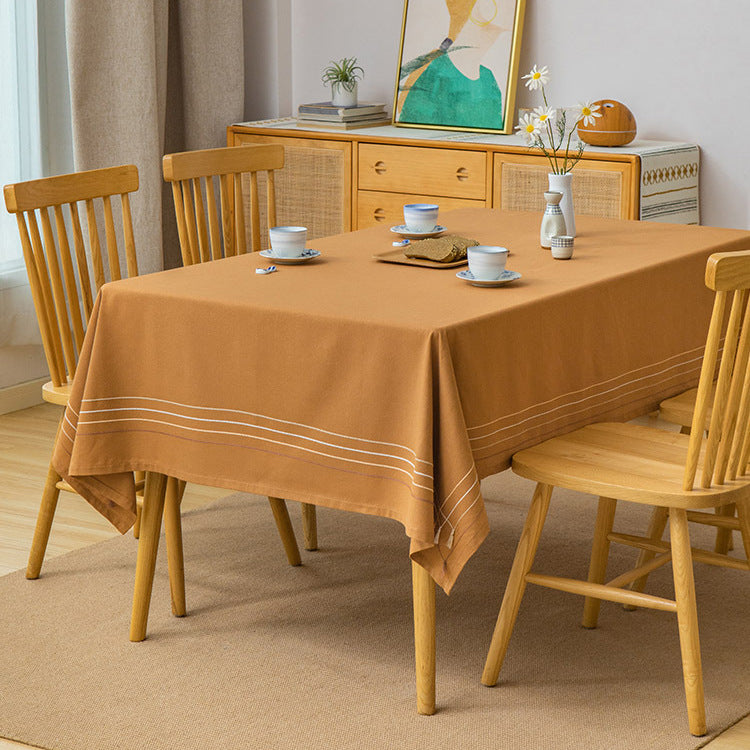 Rectangular tablecloth made of cotton blend with fine striped border and easy-care finish Bowlift
