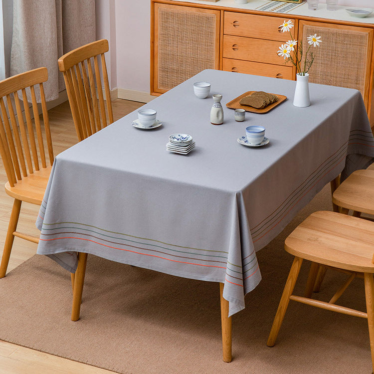 Rectangular tablecloth made of cotton blend with fine striped border and easy-care finish Bowlift