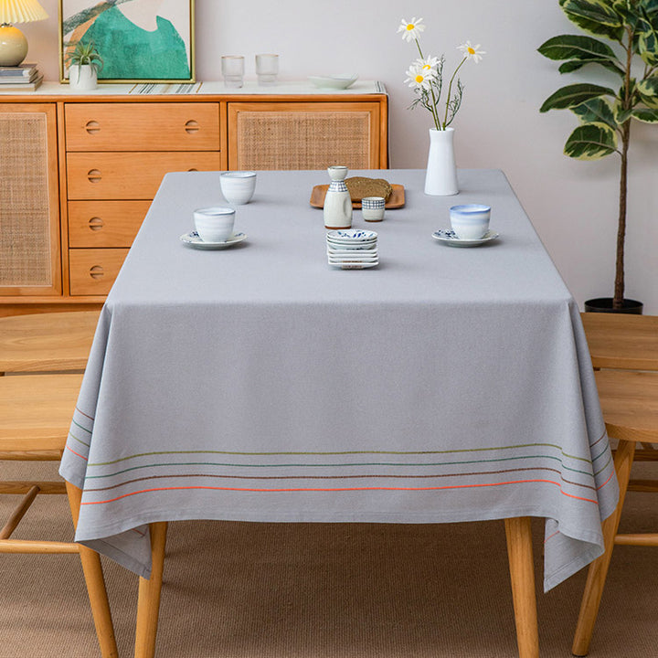 Rectangular tablecloth made of cotton blend with fine striped border and easy-care finish Bowlift