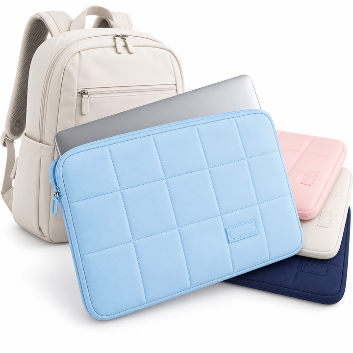 Quilted Slim Padded Laptop Sleeve with Shock-Absorbent Padding Bowlift