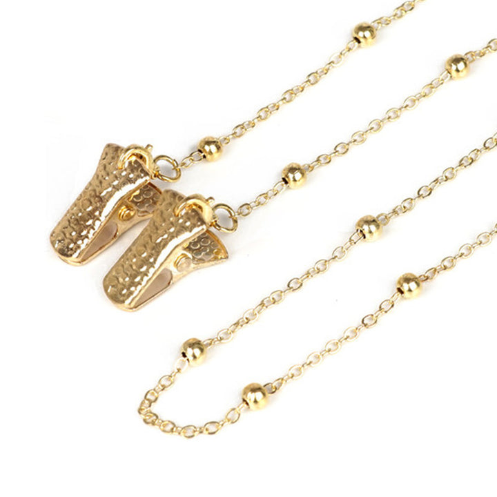 Metallic Crocodile-Clip Eyewear Chain Bowlift