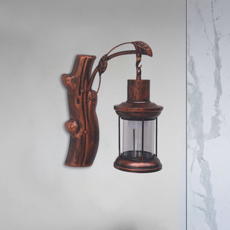 BowLift | Kerosene Gang Wall Light Fixture Coastal Clear Glass 1 Light Black/Copper Sconce Lamp