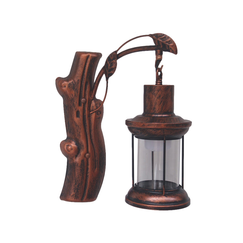 BowLift | Kerosene Gang Wall Light Fixture Coastal Clear Glass 1 Light Black/Copper Sconce Lamp