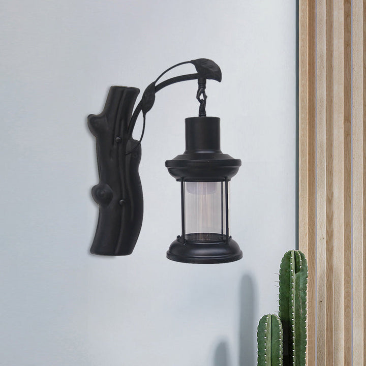 BowLift | Kerosene Gang Wall Light Fixture Coastal Clear Glass 1 Light Black/Copper Sconce Lamp