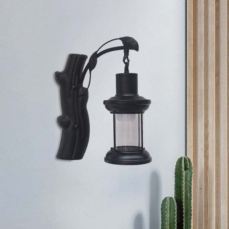 BowLift | Kerosene Gang Wall Light Fixture Coastal Clear Glass 1 Light Black/Copper Sconce Lamp