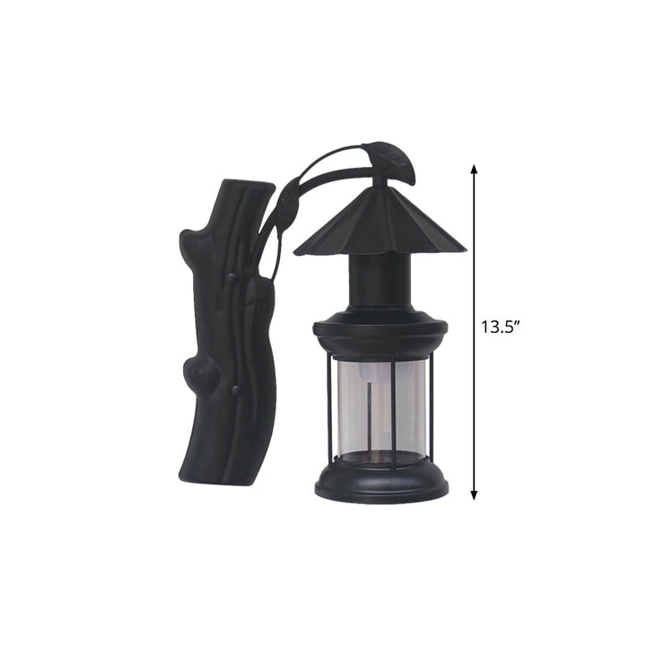 BowLift | 1 Light Clear Glass Wall Sconces Light Retro Coastal Black/Copper Petroleum Hallway Lighting Fixture