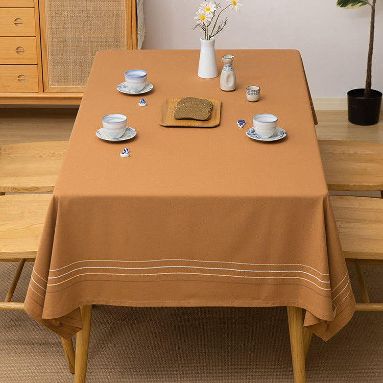 Rectangular tablecloth made of cotton blend with fine striped border and easy-care finish Bowlift
