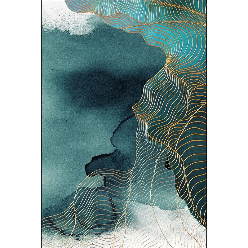 BowLift | Creative Green Industrial Carpet Polyester Abstract Swirl Striped Pattern Carpet Washable Non-Slip Backing Pet-Friendly Carpet for Decoration