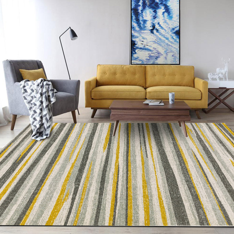 BowLift | Simplicity Striped Pattern Carpet Yellow and Pink Polyester Carpet Non-Slip Pet Friendly Washable Carpet for Decoration
