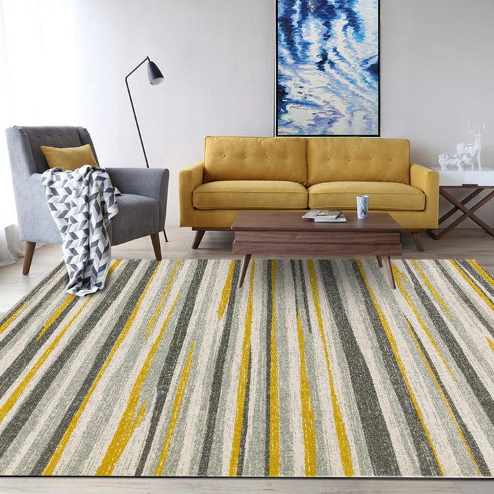 BowLift | Simplicity Striped Pattern Carpet Yellow and Pink Polyester Carpet Non-Slip Pet Friendly Washable Carpet for Decoration