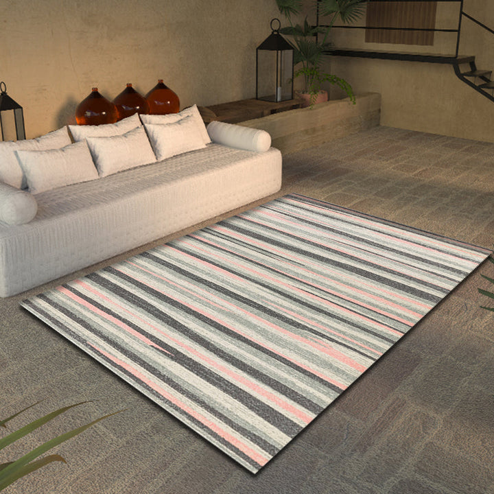 BowLift | Simplicity Striped Pattern Carpet Yellow and Pink Polyester Carpet Non-Slip Pet Friendly Washable Carpet for Decoration