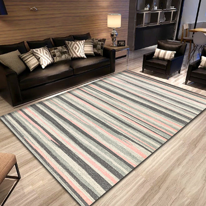 BowLift | Simplicity Striped Pattern Carpet Yellow and Pink Polyester Carpet Non-Slip Pet Friendly Washable Carpet for Decoration