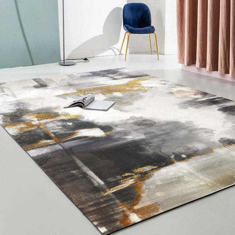 BowLift | Funky Abstract Watercolor Pattern Rug Black Simplicity Rug Polyester Washable Non-Slip Pet-Friendly Area Rug for Living Room