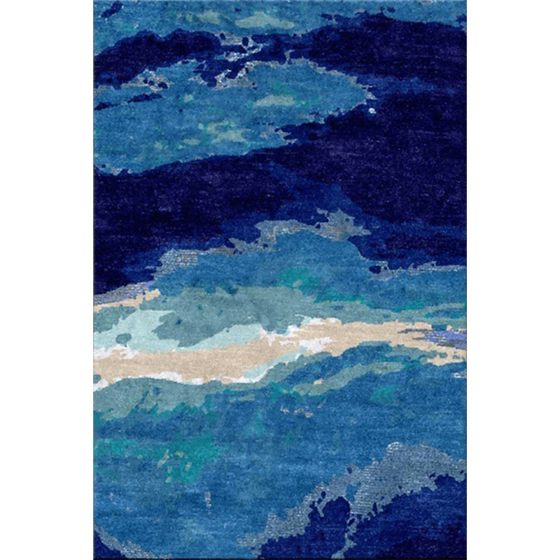 BowLift | Contemporary Area Rug Blue Abstract Carpet Polyester Washable Non-Slip Pet Friendly Area Rug