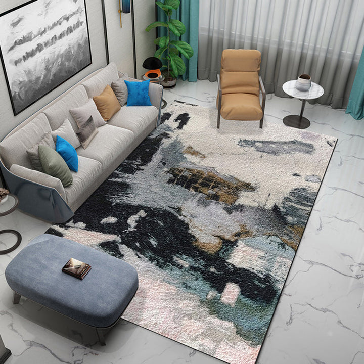 BowLift | Industrial Abstract Pattern Carpet Multicolor Polyester Carpet Non-Slip Washable Pet-Friendly Carpet for Sitting Area