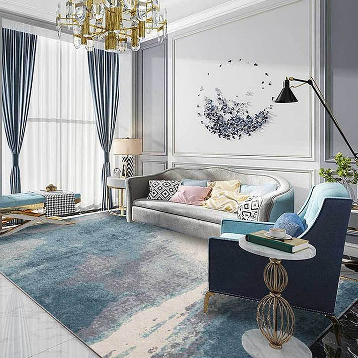 BowLift | Multicolor Industrial Carpet Polyester Watercolor Pattern Carpet Pet Friendly Washable Non-Slip Carpet for the Bedroom
