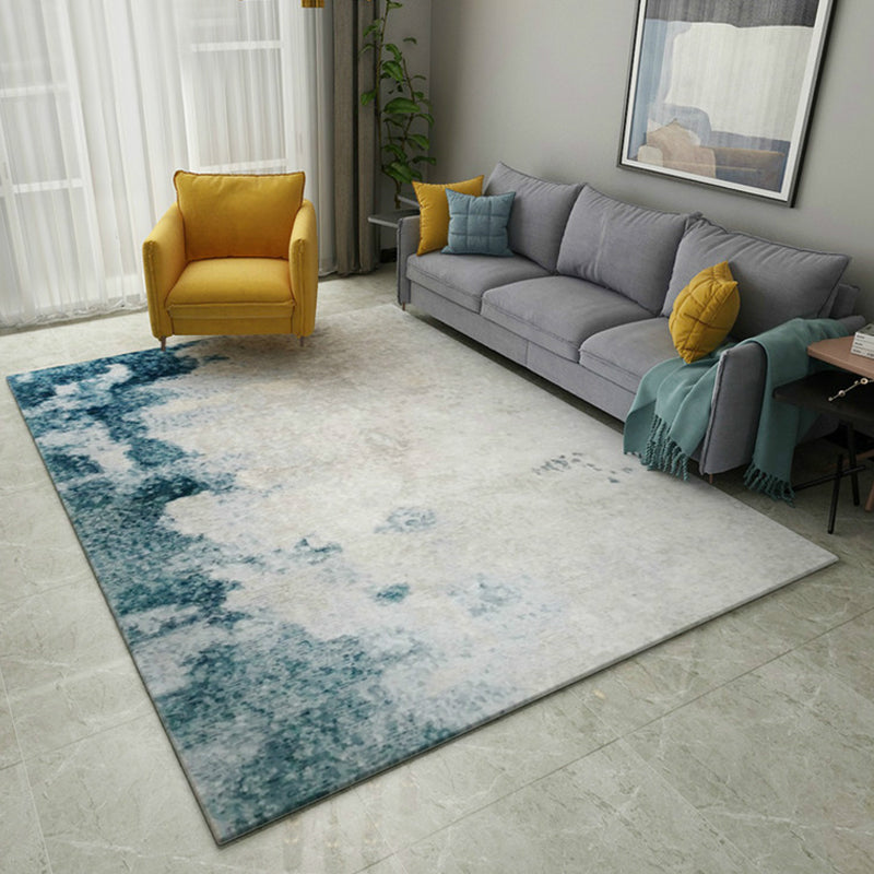 BowLift | Blue and Gray Living Room Rug Modern Abstract Indoor Rug Polyester Machine Washable Non-Slip Mat Area Rug
