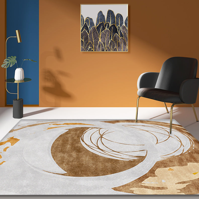BowLift | Brown Circle Design Carpet Polyester Industrial Carpet Washable Non-Slip Back Animal-Friendly Area Rug for the Living Room