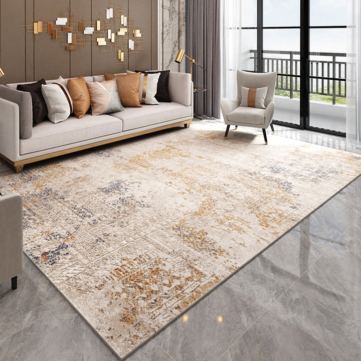 BowLift | Gray and Brown Abstract Area Rug Polyester Industrial Rug Washable Non-Slip Back Pet-Friendly Indoor Rug for Bedroom