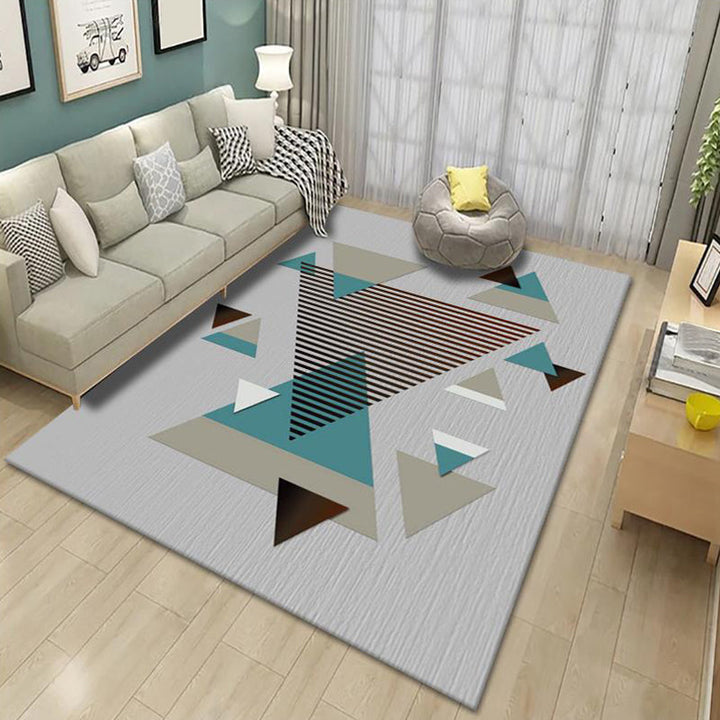 Trendy pastel-colored geometric-shaped rug Synthetic Modern rug for indoor areas Non-slip backing Rug for bedroom | Bowlift