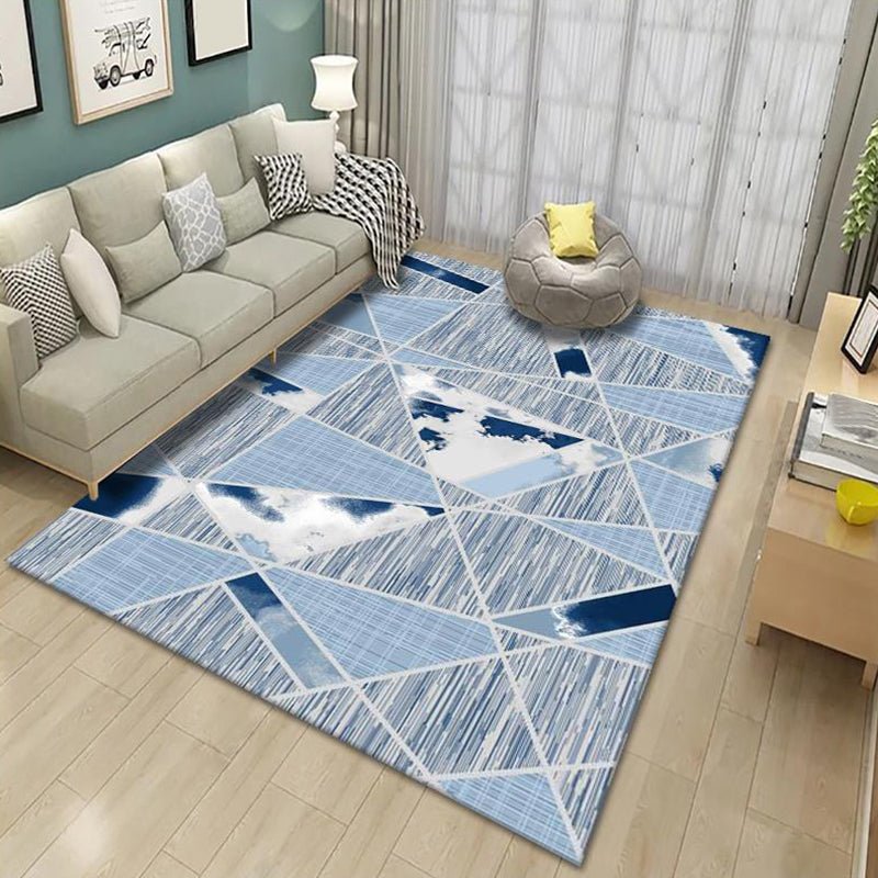 Trendy pastel-colored geometric-shaped rug Synthetic Modern rug for indoor areas Non-slip backing Rug for bedroom | Bowlift