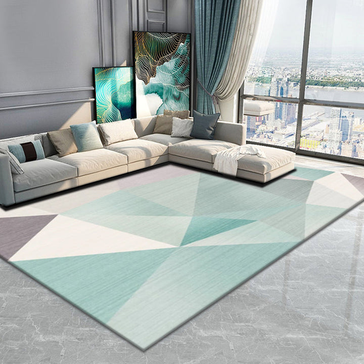 Multicolored living room rug Contemporary geometric pattern rug Synthetic non-slip rug | Bowlift