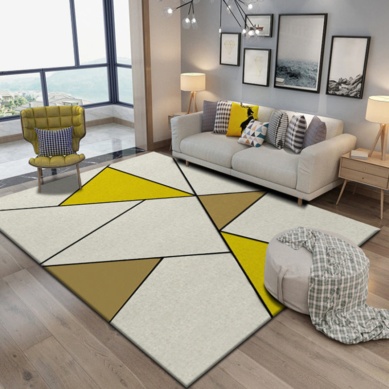 Multicolored living room rug Contemporary geometric pattern rug Synthetic non-slip rug | Bowlift
