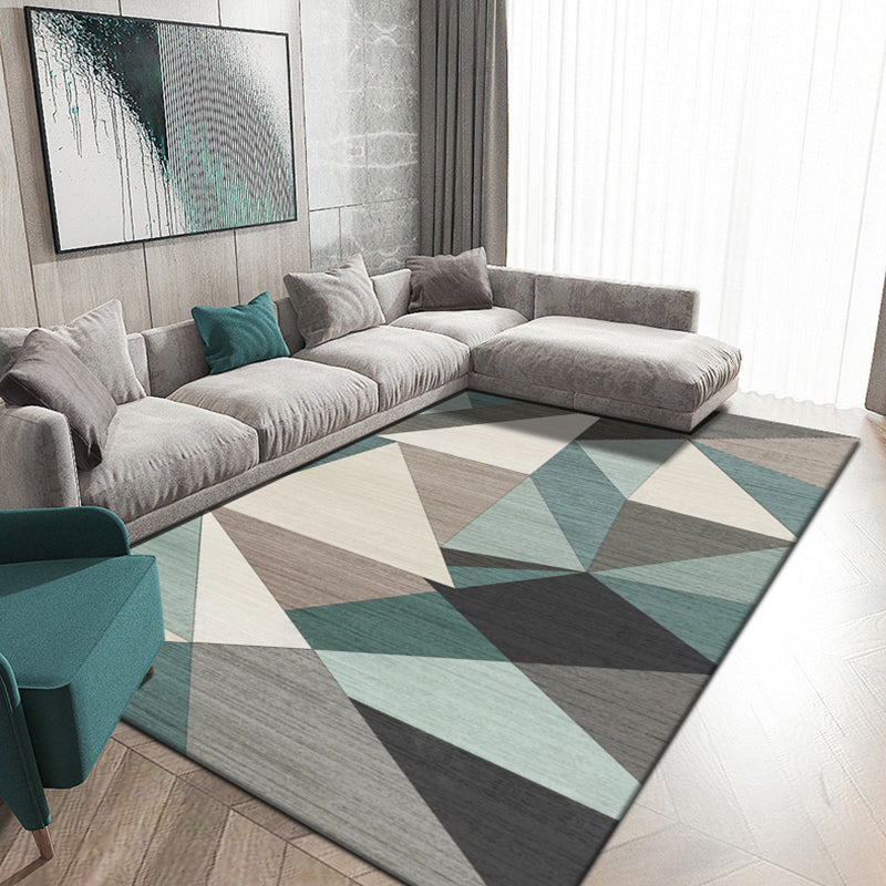 Multicolored living room rug Contemporary geometric pattern rug Synthetic non-slip rug | Bowlift