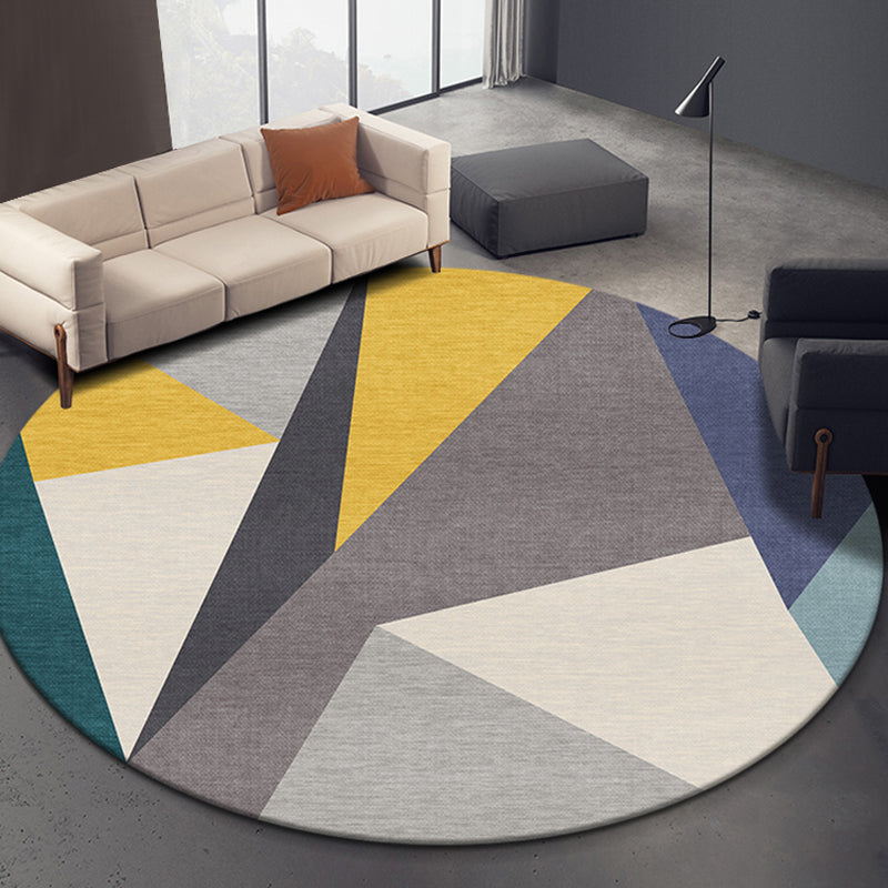 Compact geometric patterned rug soft color modern rug synthetic non-slip rug for the living room | Bowlift