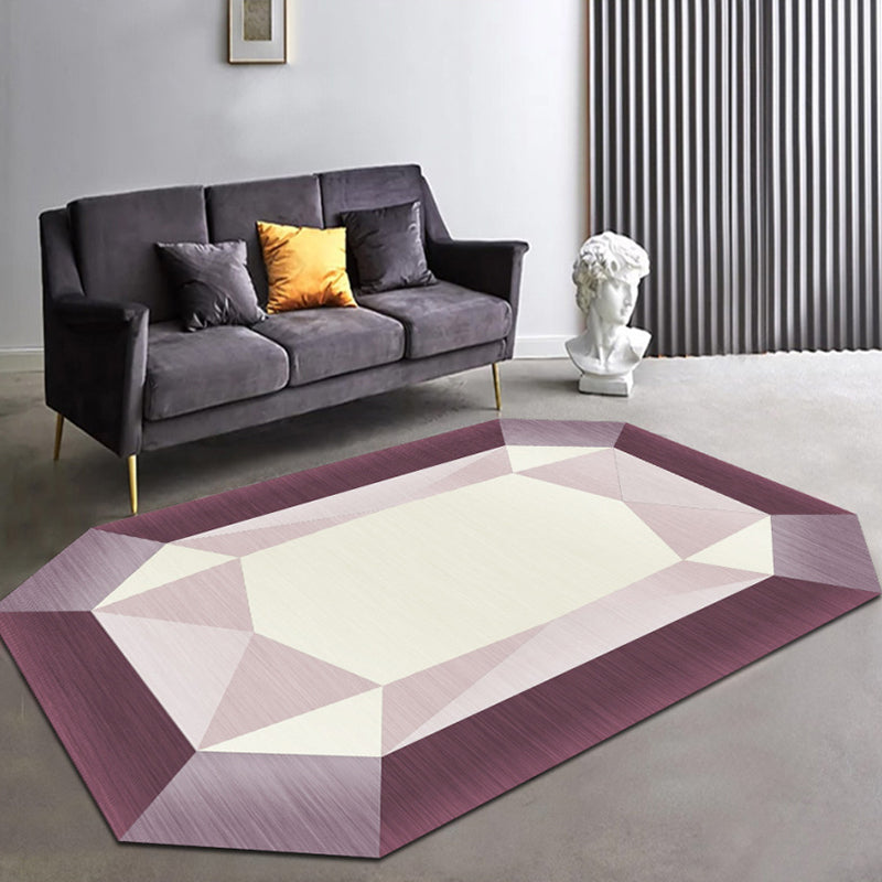 Irregularly shaped geometric rug multicolored contemporary indoor rug synthetic stain-resistant rug for the room | Bowlift