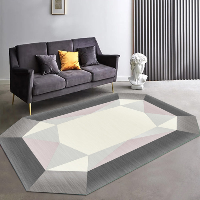 Irregularly shaped geometric rug multicolored contemporary indoor rug synthetic stain-resistant rug for the room | Bowlift