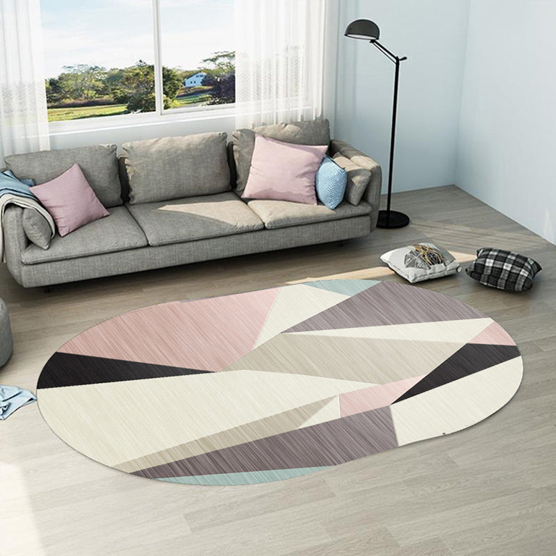 Irregularly shaped geometric rug multicolored contemporary indoor rug synthetic stain-resistant rug for the room | Bowlift