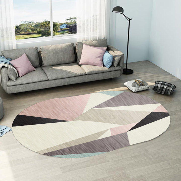 Irregularly shaped geometric rug multicolored contemporary indoor rug synthetic stain-resistant rug for the room | Bowlift
