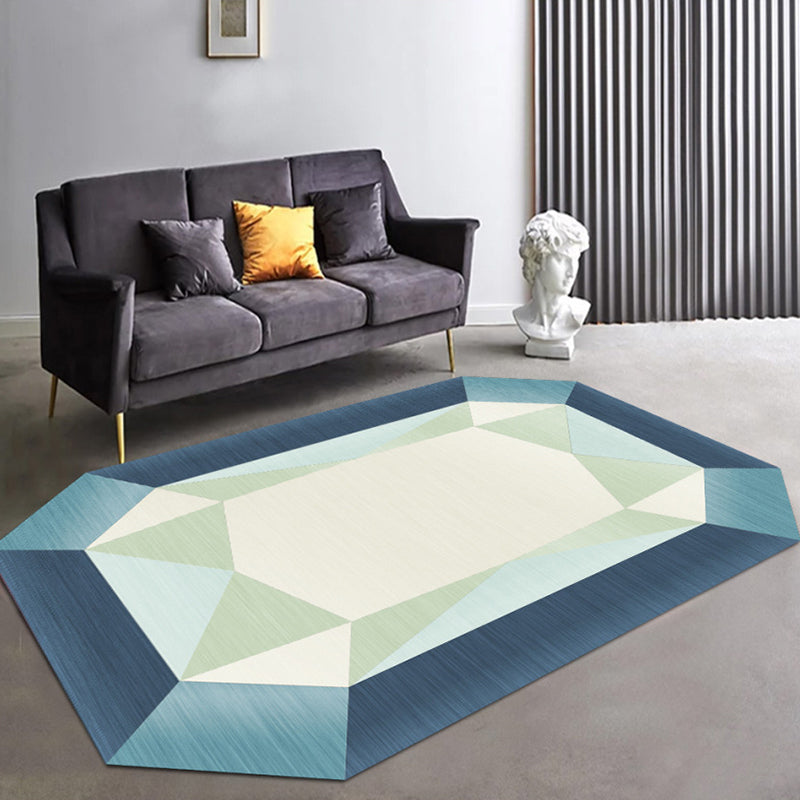 Irregularly shaped geometric rug multicolored contemporary indoor rug synthetic stain-resistant rug for the room | Bowlift