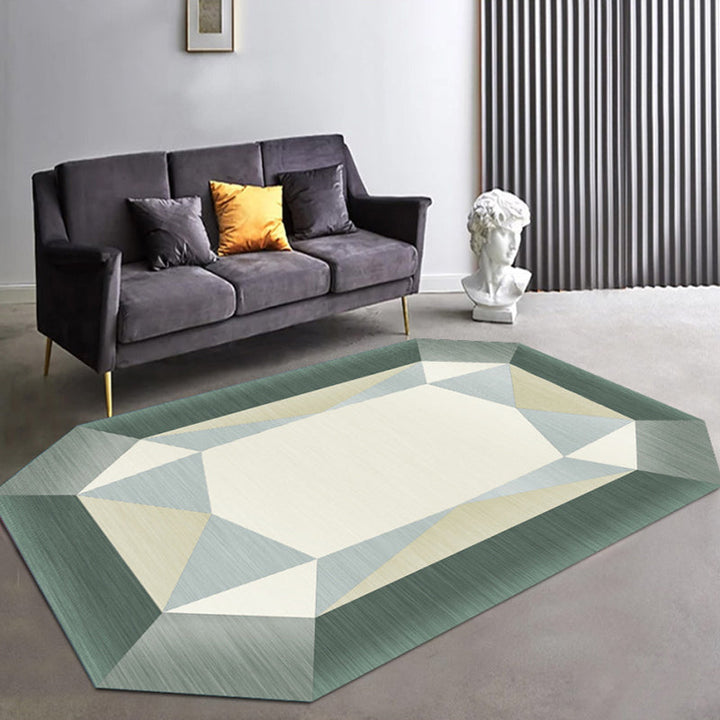 Irregularly shaped geometric rug multicolored contemporary indoor rug synthetic stain-resistant rug for the room | Bowlift