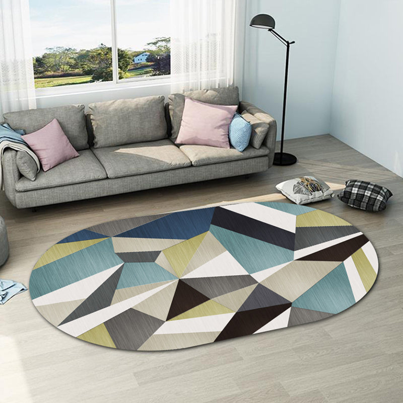 Irregularly shaped geometric rug multicolored contemporary indoor rug synthetic stain-resistant rug for the room | Bowlift