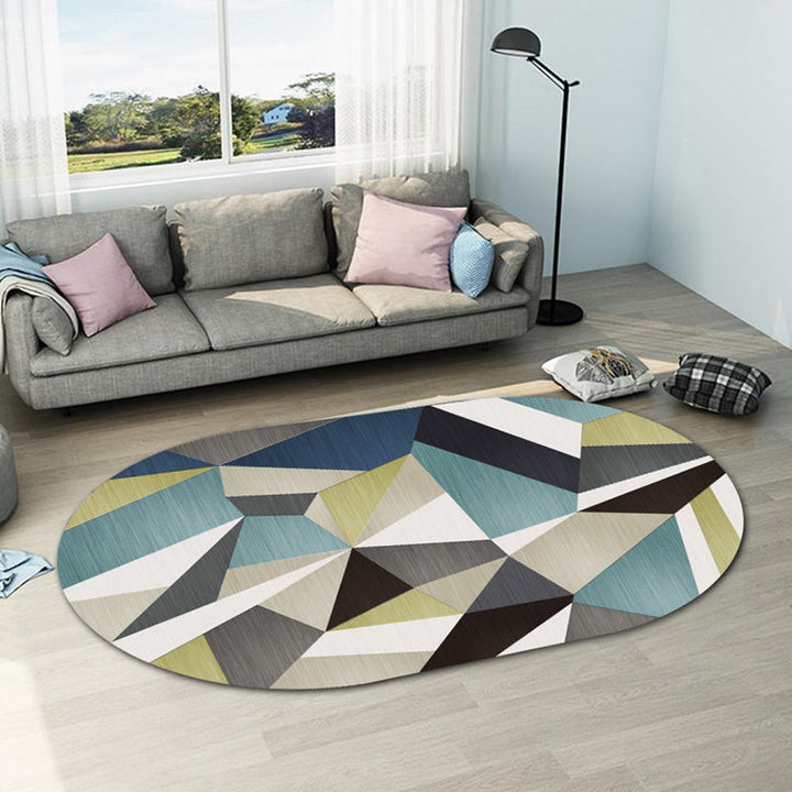 Irregularly shaped geometric rug multicolored contemporary indoor rug synthetic stain-resistant rug for the room | Bowlift