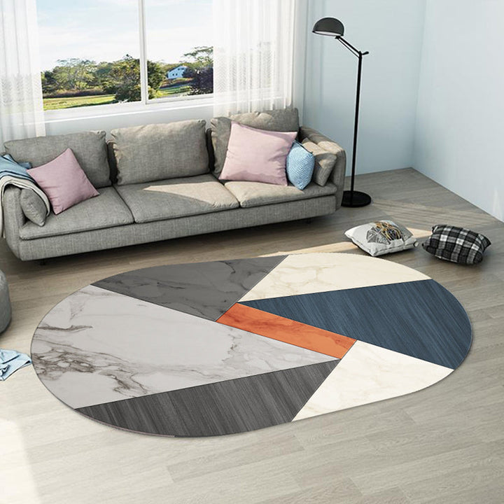 Irregularly shaped geometric rug multicolored contemporary indoor rug synthetic stain-resistant rug for the room | Bowlift