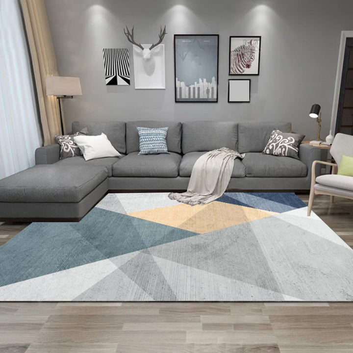 Aesthetic Morandi Colors Geometric Rug Polypropylene Modernist Rug Washable Anti-Slip Rug for Home | Bowlift