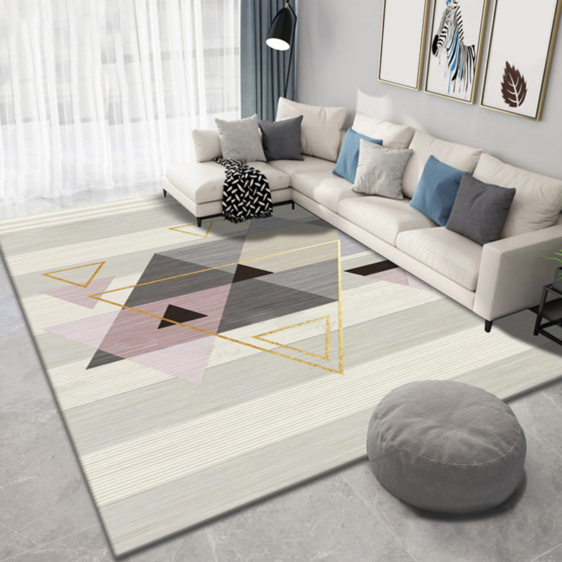 Aesthetic Morandi Colors Geometric Rug Polypropylene Modernist Rug Washable Anti-Slip Rug for Home | Bowlift