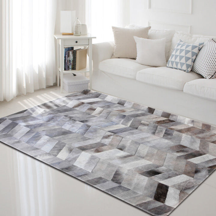 BowLift | Dark geometric pattern rug Synthetic creative rug Non-slip rug for home decor