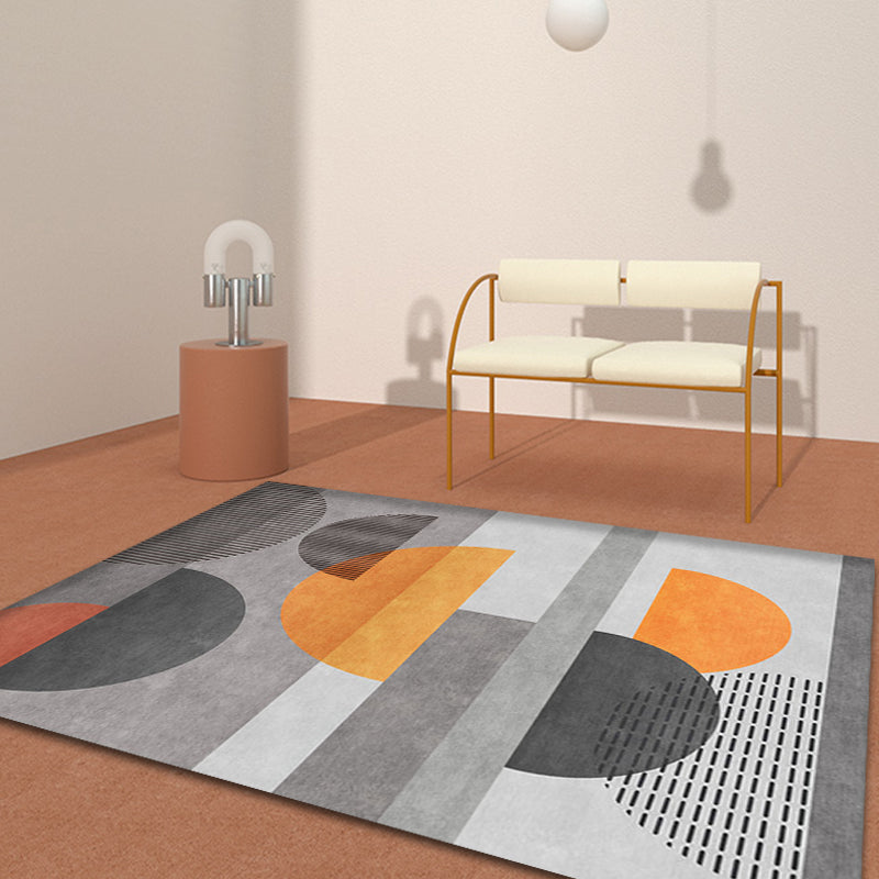 BowLift | Gray Half-Circle Patterned Carpet Synthetic Modern Carpet Pet-Friendly Non-Slip Carpet for the Living Room