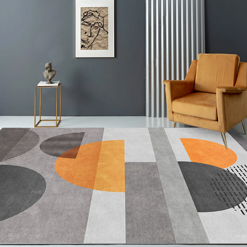 BowLift | Gray Half-Circle Patterned Carpet Synthetic Modern Carpet Pet-Friendly Non-Slip Carpet for the Living Room