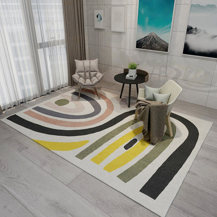 BowLift | Bold Living Room Rug Modern Color Blocking Rug Synthetic Stain Resistant Non-Slip Backing Rug
