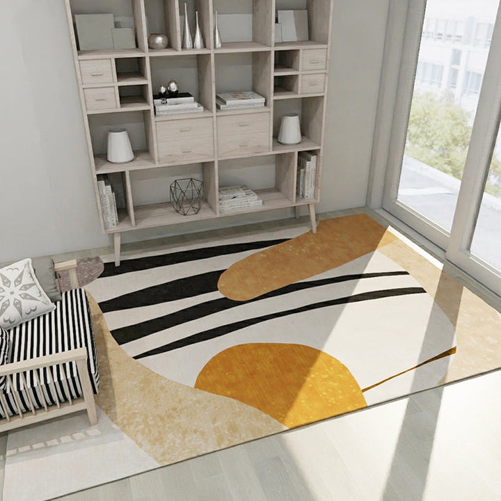 BowLift | Bold Living Room Rug Modern Color Blocking Rug Synthetic Stain Resistant Non-Slip Backing Rug